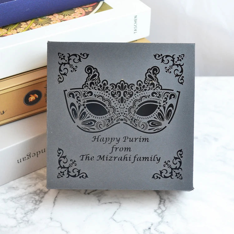 Jewish Holiday Purim Party Laser Cut Custom Hebrew Family Gifts Favor Box