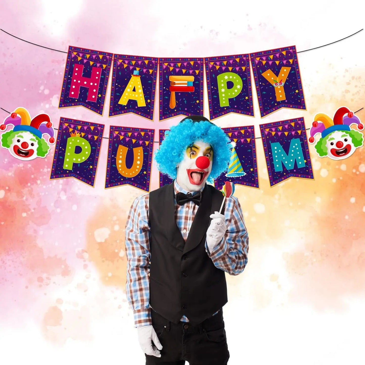 Happy Purim Banner Garland Purim Party Decorations Jewish Carnival Holiday Decoration Costume Party Supplies Wall Decor
