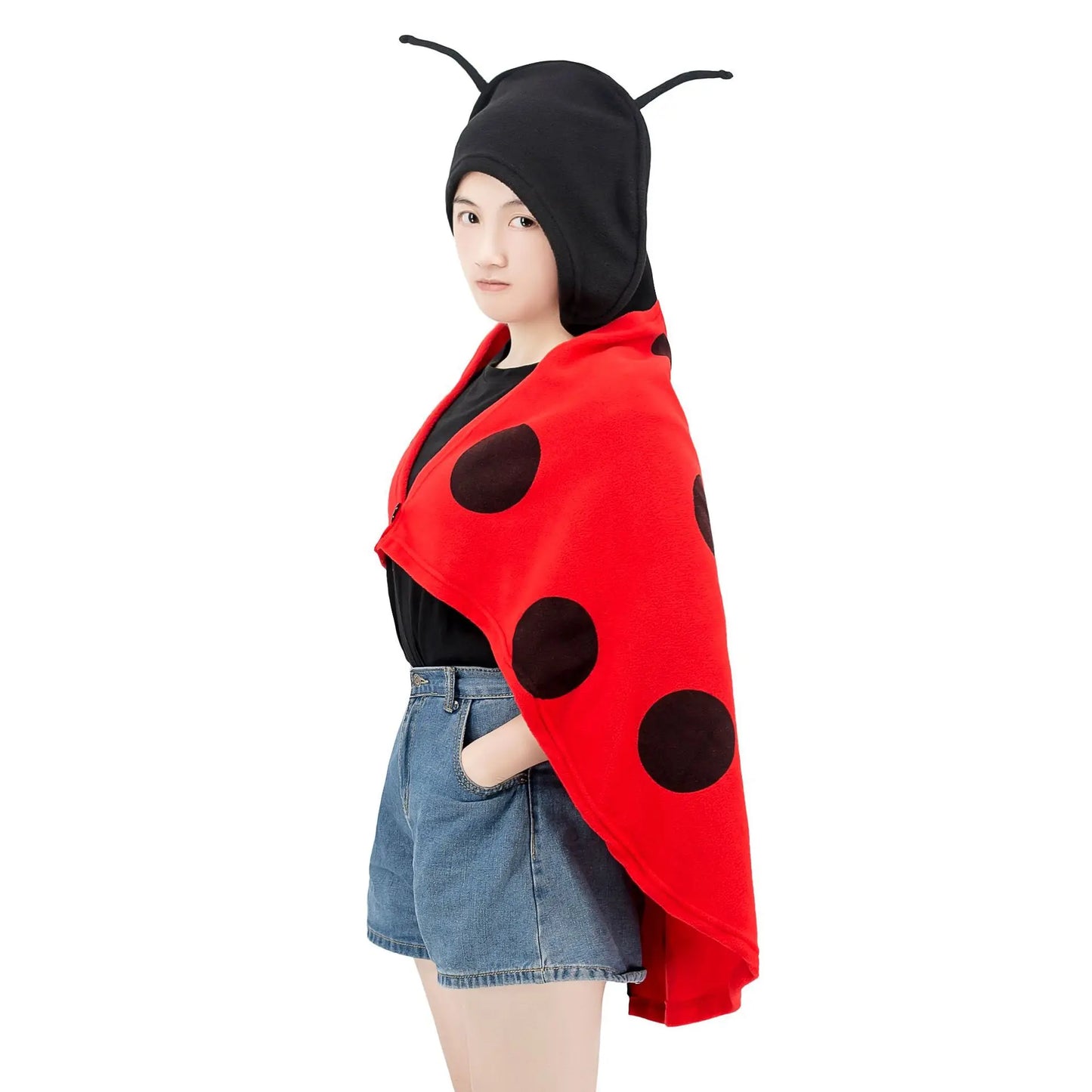 Cute Ladybird Cape Cosplay Lady Beetle Red Cloak Halloween Costumes