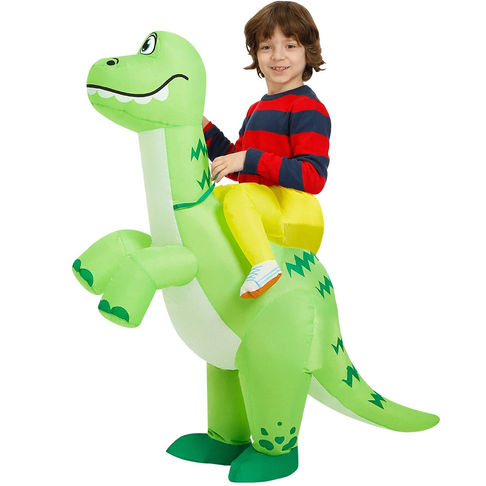 New Child Kids Dinosaur Inflatable Costume  Anime Cartoon Mascot Halloween Party Cosplay Costumes Dress Suit for Boys Girls