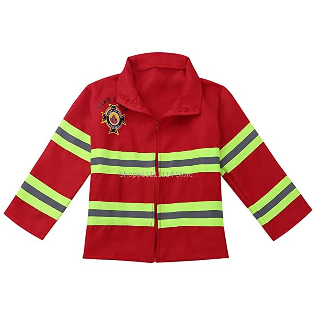 New Year Christmas Gift Fireman Sam Costume Kids Girl Firefighter Cosplay Uniform Role-play Carnival Fancy Suit Purim Rave Party