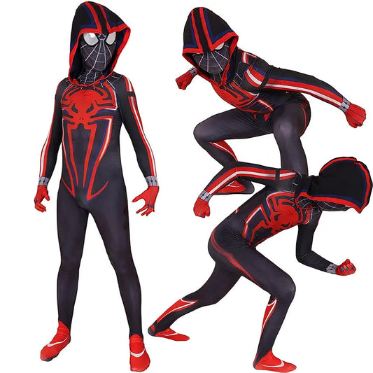 Game Spiderman Costume Miles Morales 2099 Spider Man Cosplay Costume Zenti Bodysuit Jumpsuit Halloween Costume for Adult Kids