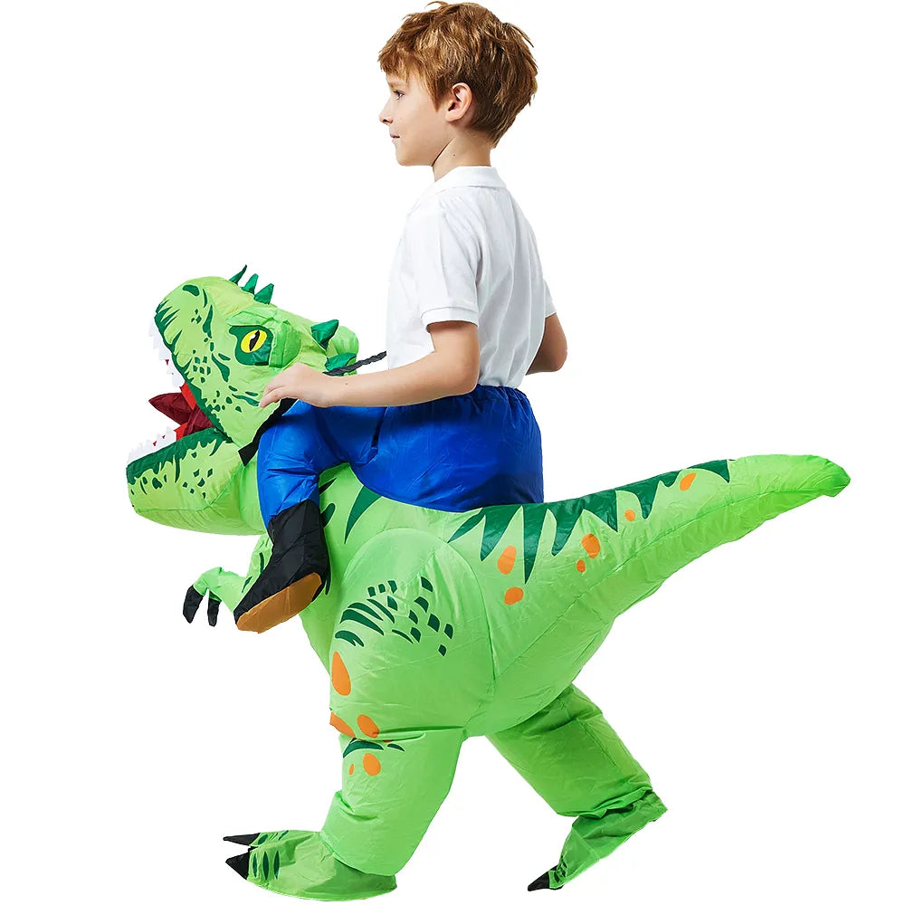 New Child Kids Dinosaur Inflatable Costume  Anime Cartoon Mascot Halloween Party Cosplay Costumes Dress Suit for Boys Girls